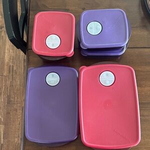 Vintage Tupperwear Rock N Serve Set Purple & Red Food Storage Containers